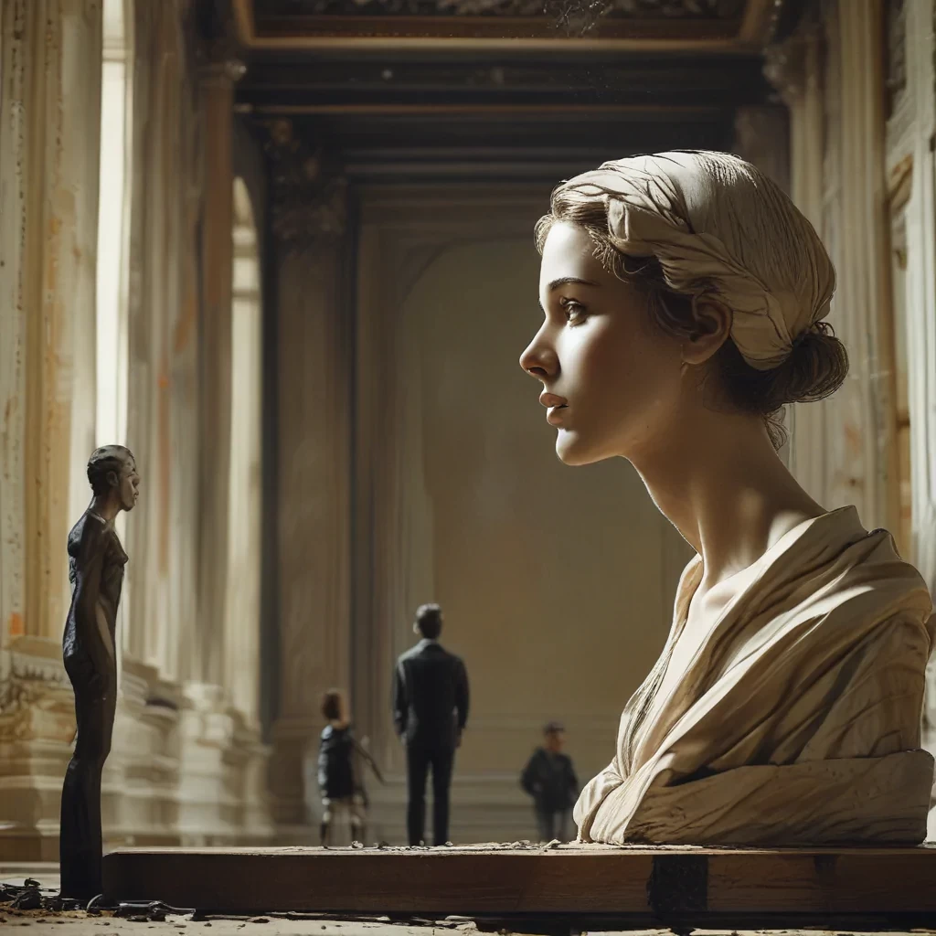 #photography best quality, cinematic still, filmed by [David Fincher], therapy session, day, wide-angle shot, 35mm by Russ Mills, photo by Ashraful Arefin, Anna Nemoy, a sculpture by Antonio Canova