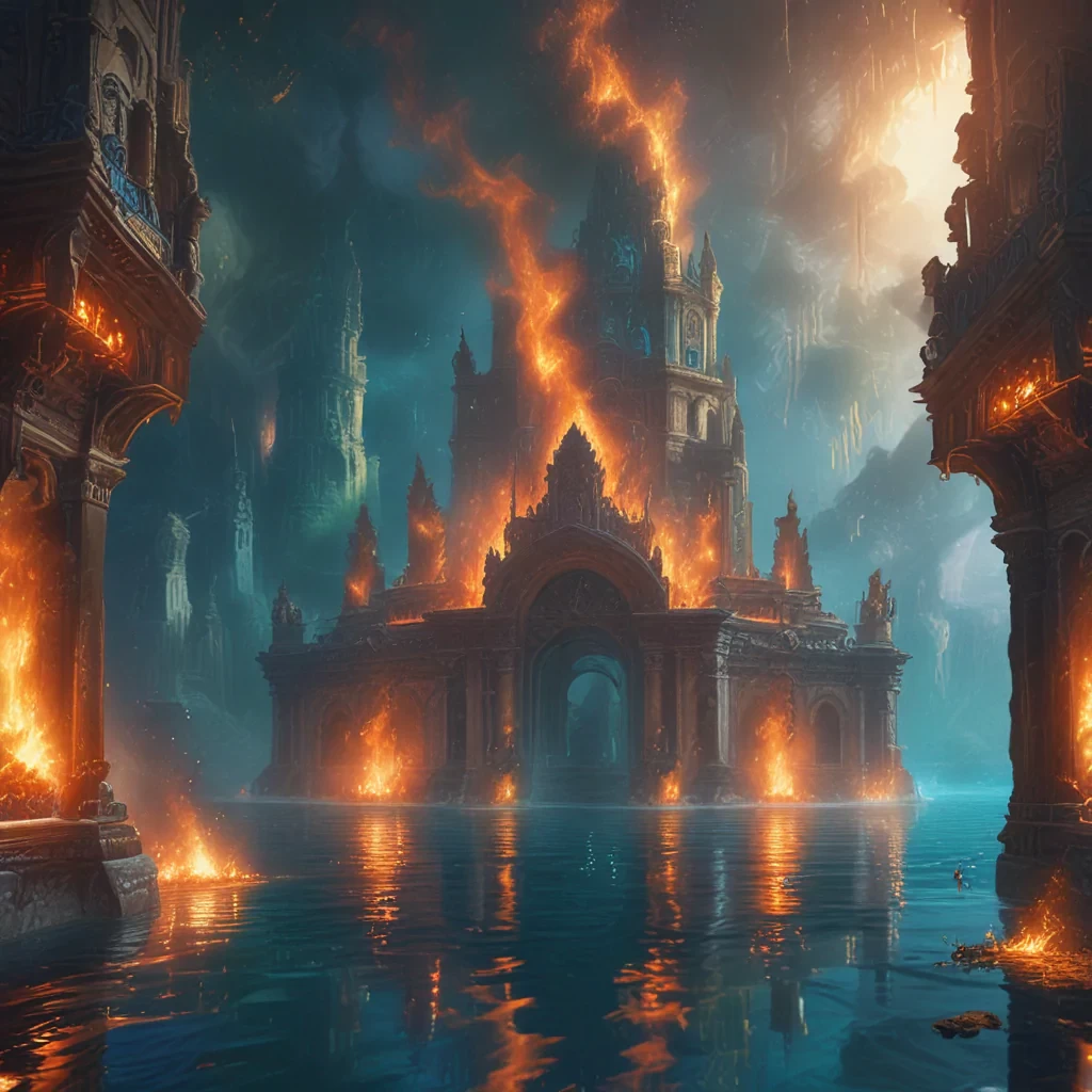 Fire under water, fantasy, lost city