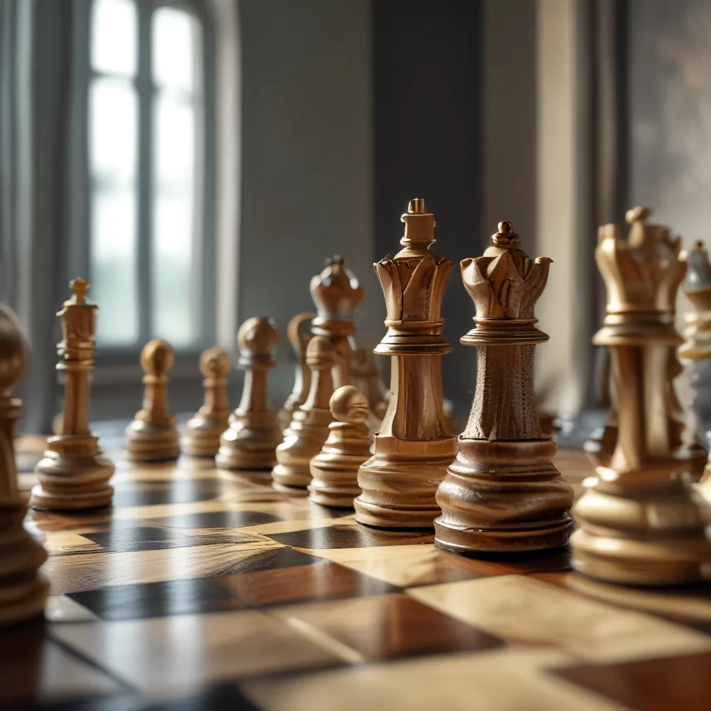 Chess board, majestic, ultra realistic, real colours, natural lighting, perfect shot, highest resolution, 8k