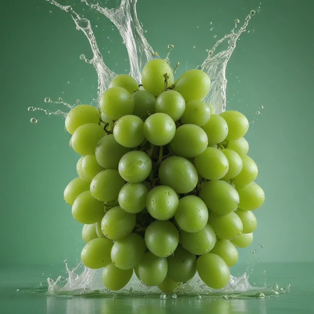 Powerful liquid explosion, Green grapes, Green background, Commercial photography, A bright environment, Studio lighting, OC rendering, Solid color isolated platform, Professional photography, Color classification, Super detail