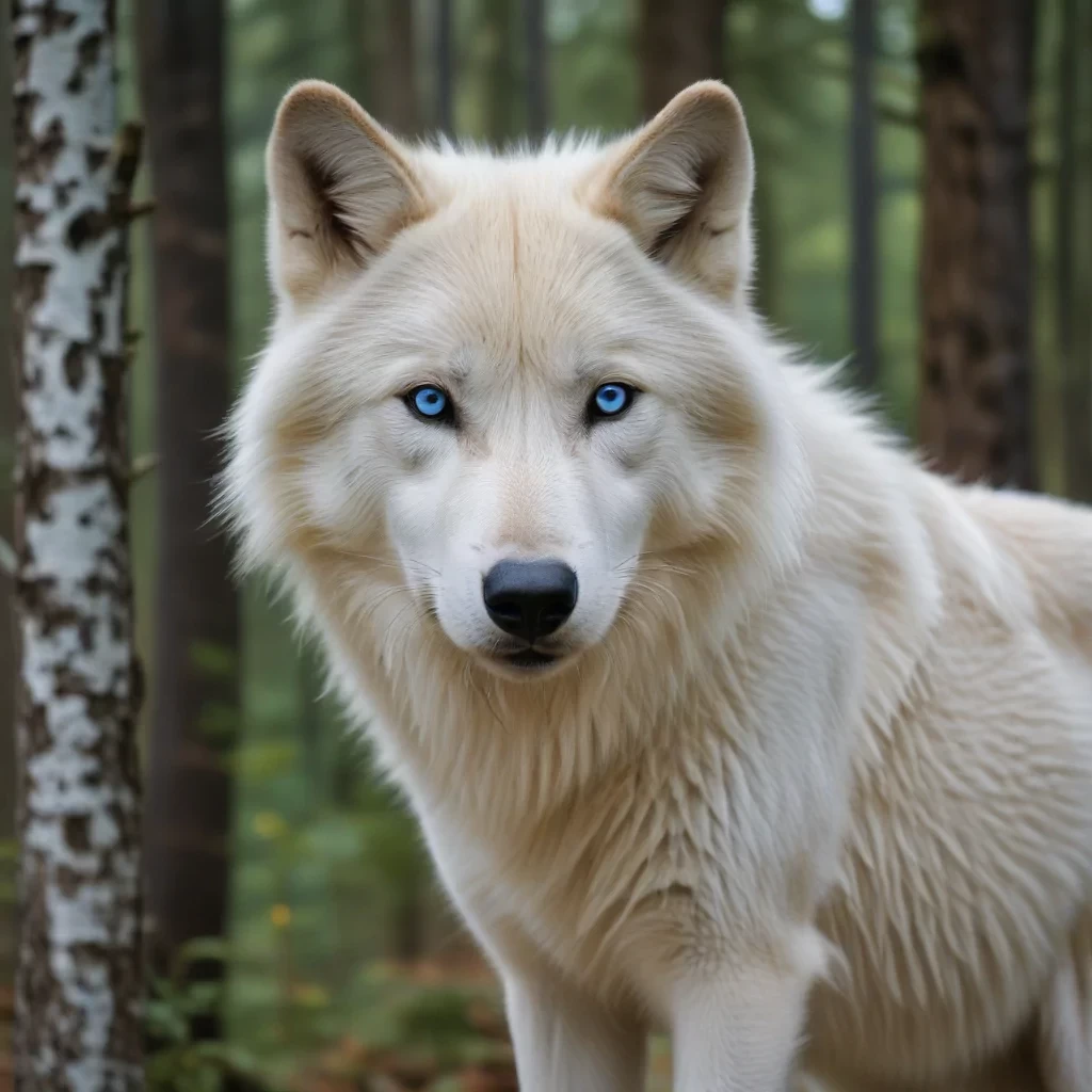 Wolf, white Wolf And Black Wolf, Blue eyes, Forest