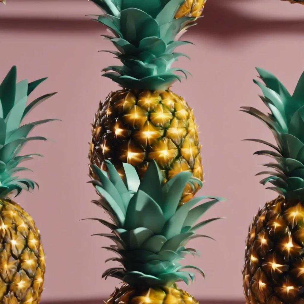 One (Pineapple) made of crystal and glass, realistic , detailed, central, good lighting