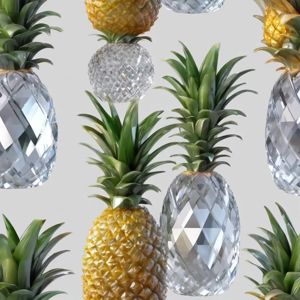 Pineapple made of crystal and glass, realistic
