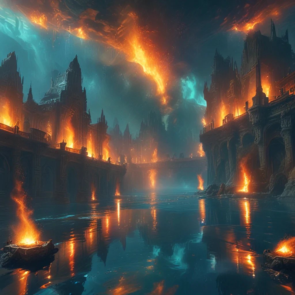 Fire under water, fantasy, lost city