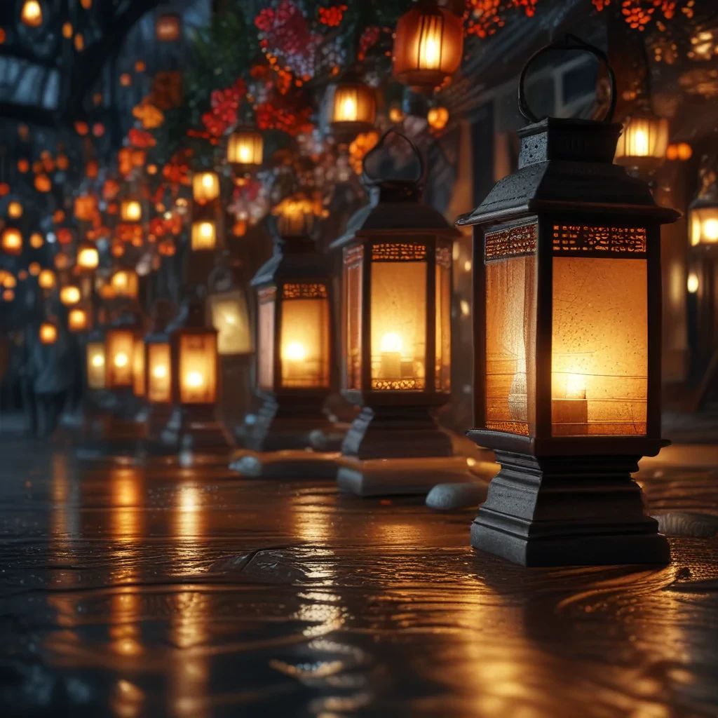 Lanterns, ultra realistic, perfect lighting, hd, 8k
