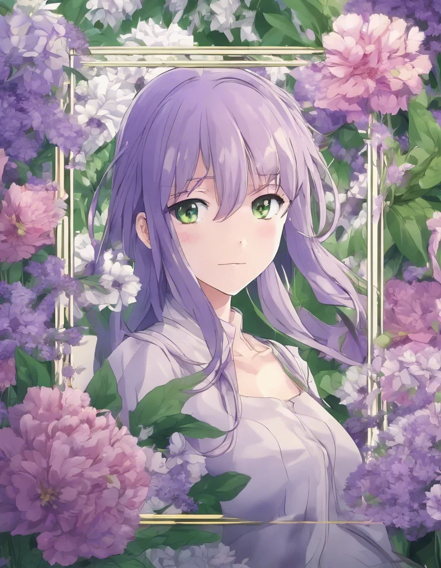 frame of flowers, rectangular, lavender and green flowers, magnificent, ultra realistic, highest resolution, detailed, harmonious