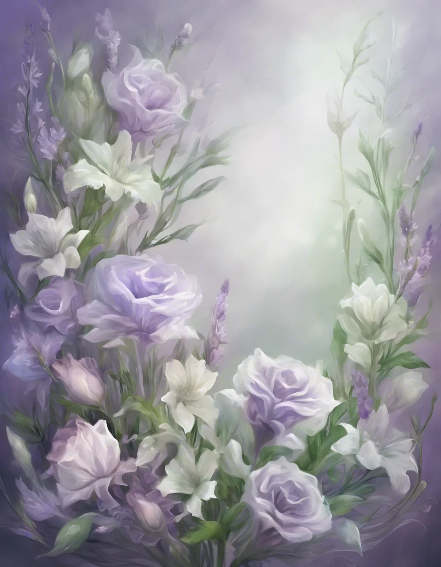 frame of flowers, rectangular, lavender and green and white flowers, magnificent, ultra realistic, highest resolution, detailed, harmonious