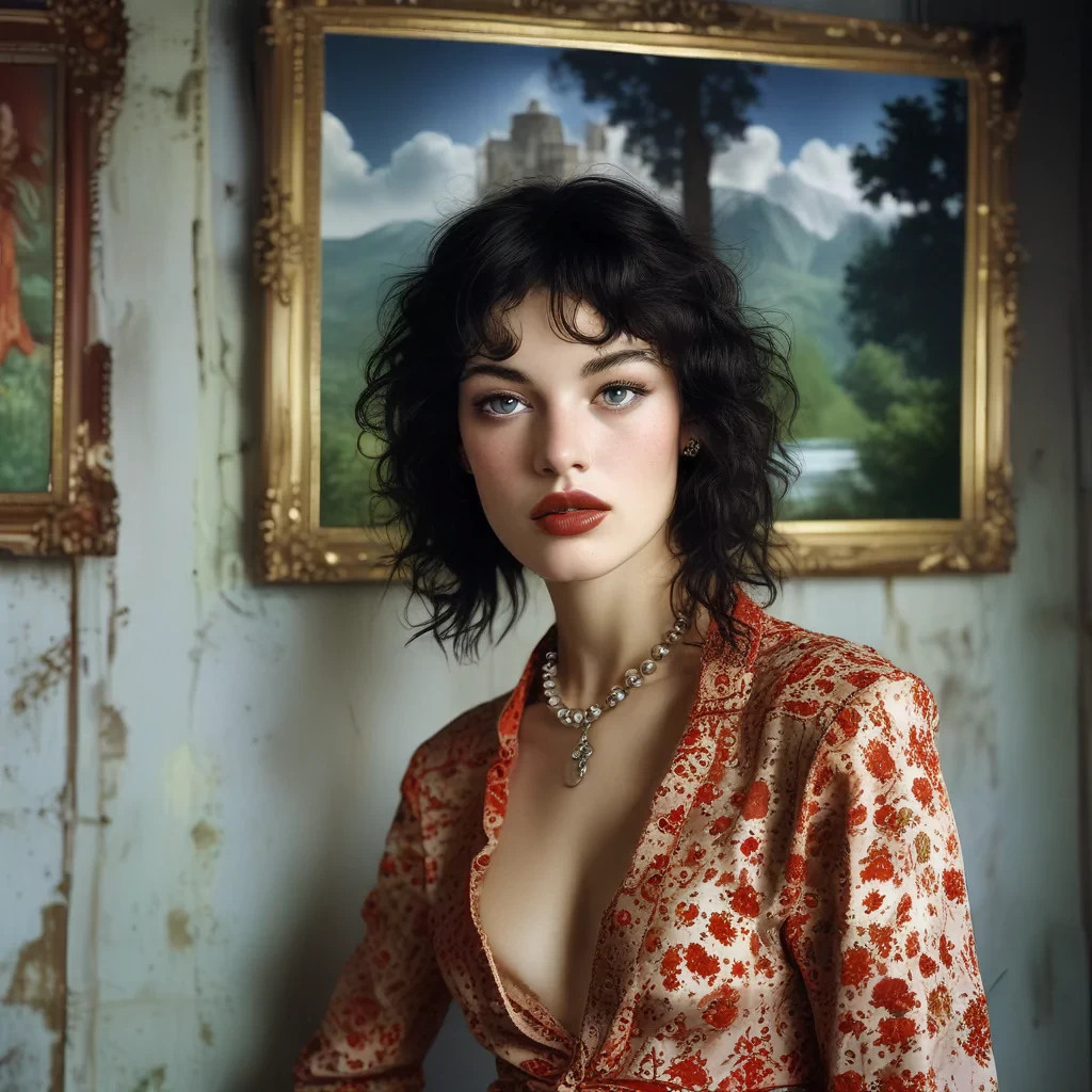 a portrait of a character in a scenic environment by Bettina Rheims