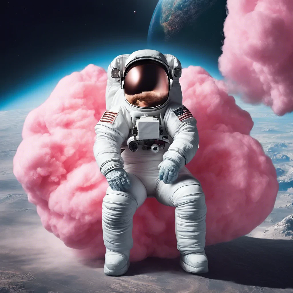 astronaut sitting on a cotton candy, the photo must be real