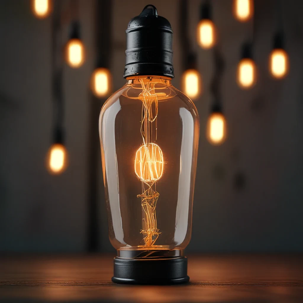 Edison bulb, illuminated, detailed, 8k
