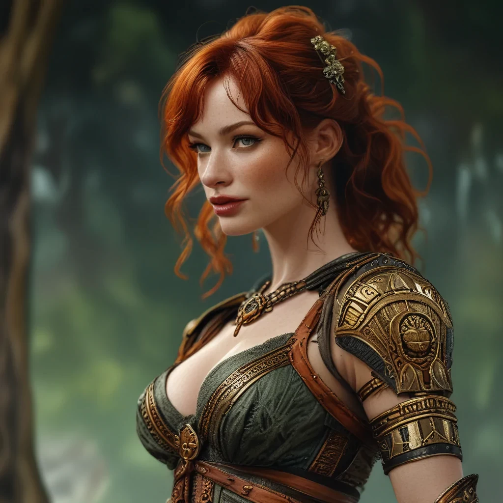 full length photo of christina hendricks as an amazon warrior, highly detailed, 4 k, hdr, smooth, sharp focus, high resolution, award winning photo