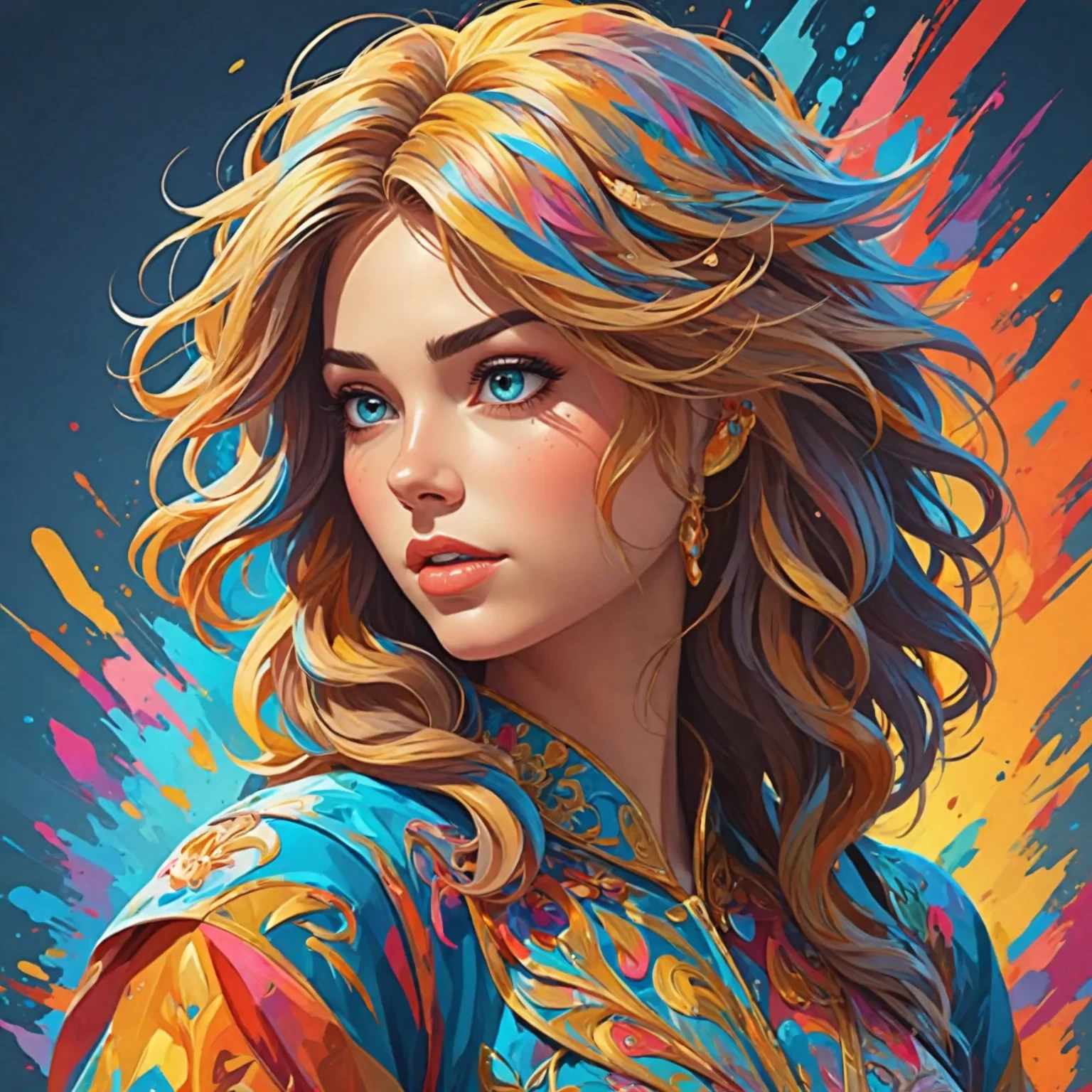 colourful vector art woman