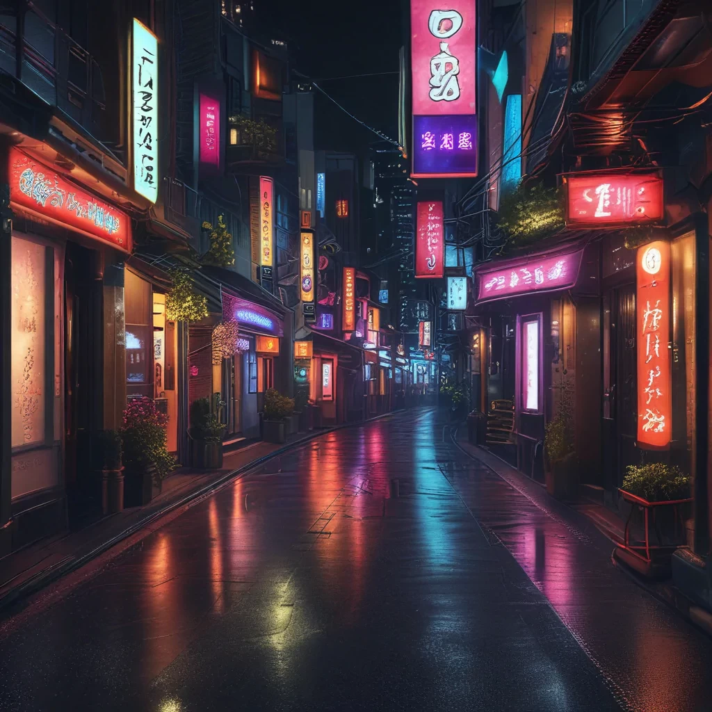 breathtaking night street of Tokyo, neon lights. award-winning, professional, highly detailed