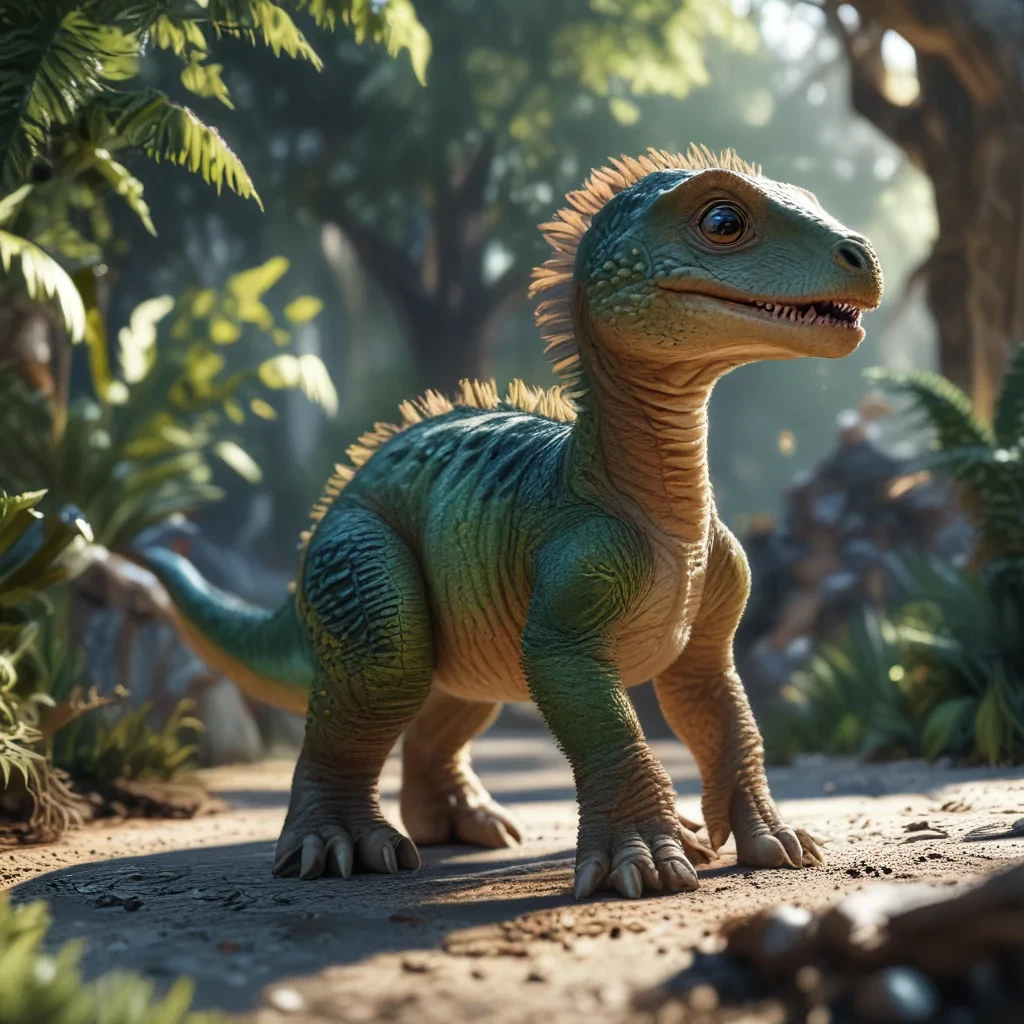 Baby dinosaur, realistic, realistic environment, detailed, 8k