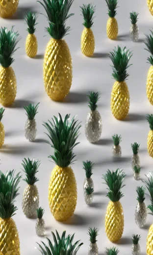 (Pineapple) made of crystal and glass, realistic , detailed, central, good lighting