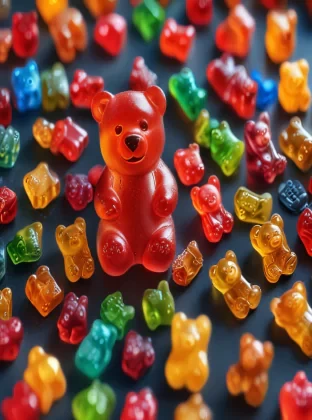 Gummy bear, realistic, super ultra real, perfect lighting