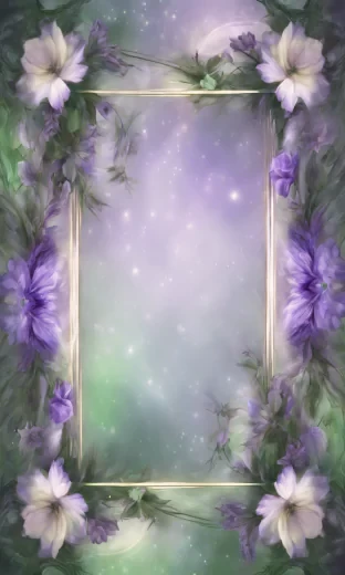 frame of flowers, rectangular, lavender and green flowers, magnificent, ultra realistic, highest resolution, detailed, harmonious
