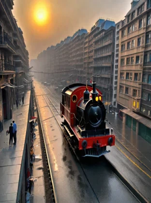 Cinematic Film Still, Rated R, Movie Still, Victorian Era, 1850 \(year\), An upper class European woman, sitting, Victorian Dress, fancy, Posh, Luxurious Victorian Era Carriage interior, at night, stormy, rain on carriage windows, high angle, looking at viewer, flirty expression, detailed facial features, beautiful, harmonious, dim lighting, cinematic contrast, dynamic shadows, film grain, extremely detailed, shot at a high angle