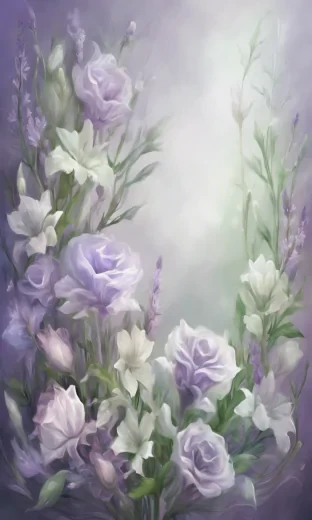 frame of flowers, rectangular, lavender and green and white flowers, magnificent, ultra realistic, highest resolution, detailed, harmonious