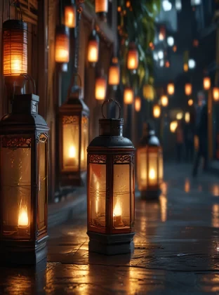 Lanterns, ultra realistic, perfect lighting, hd, 8k