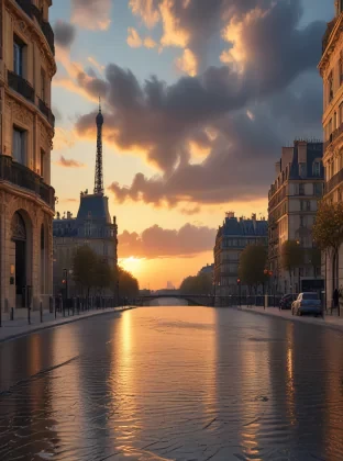 Paris,  before the sunset, highest quality, 8k