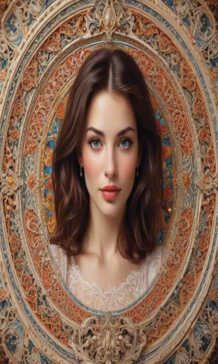 Pretty woman, intricate details, bright, view from above