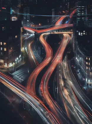 long exposure photography, cars, traffic, night
