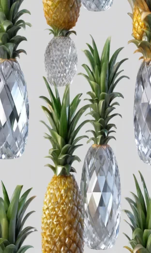 Pineapple made of crystal and glass, realistic