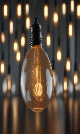Edison bulb, illuminated, detailed, ultra realistic, 8k