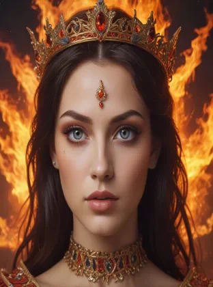 Queen of fire, perfect eyes, pretty, hq
