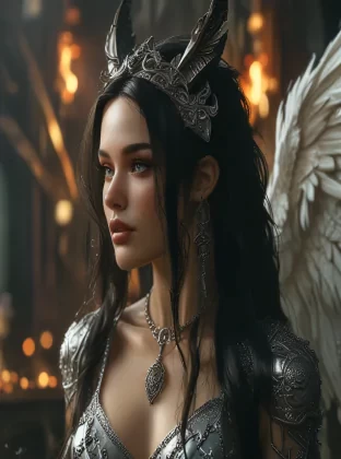 very complex hyper-maximalist overdetailed cinematic tribal darkfantasy closeup portrait of a malignant beautiful young dragon queen goddess megan fox with long black windblown hair and dragon scale wings, Magic the gathering, pale skin and dark eyes,flirting smiling succubus confident seductive, gothic, windblown hair, vibrant high contrast, by andrei riabovitchev, tomasz alen kopera,moleksandra shchaslyva, peter mohrbacher, Omnious intricate, octane, moebius, arney freytag, Fashion photo shoot, glamorous pose, trending on ArtStation, dramatic lighting, ice, fire and smoke, orthodox symbolism Diesel punk, mist, ambient occlusion, volumetric lighting, Lord of the rings, BioShock, glamorous, emotional, tattoos,shot in the photo studio, professional studio lighting, backlit, rim lighting, Deviant-art, hyper detailed illustration, 8k