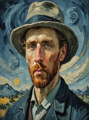 Fusion between Grisaille and Thick impasto, Stunning Portrait art in the style of van gogh