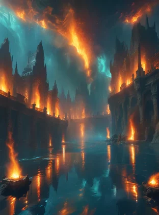 Fire under water, fantasy, lost city