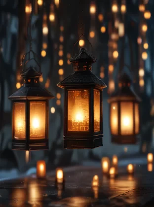 Lanterns, ultra realistic, perfect lighting, hd, 8k