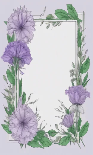 frame of flowers, rectangular, lavender and green flowers, magnificent, ultra realistic, highest resolution, detailed, harmonious