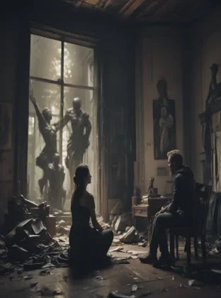 #photography best quality, cinematic still, filmed by [David Fincher], therapy session, day, wide-angle shot, 35mm by Russ Mills, photo by Ashraful Arefin, Anna Nemoy, a sculpture by Antonio Canova