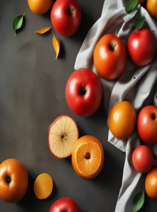 Apple and oranges, food photography