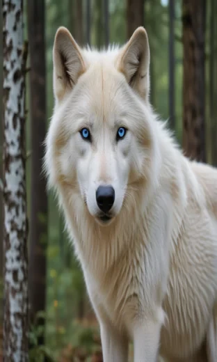 Wolf, white Wolf And Black Wolf, Blue eyes, Forest